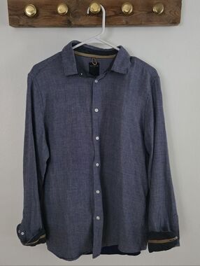 Devred Men's Blue Textured Long-Sleeve Button-Down Shirt